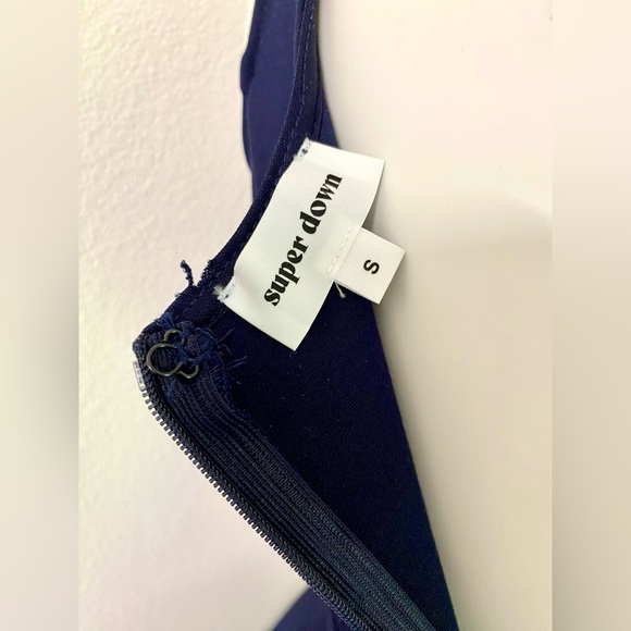 Superdown Navy Skater Deep V Mini Flare Dress NWT Small Revolve - Picture 5 of 6